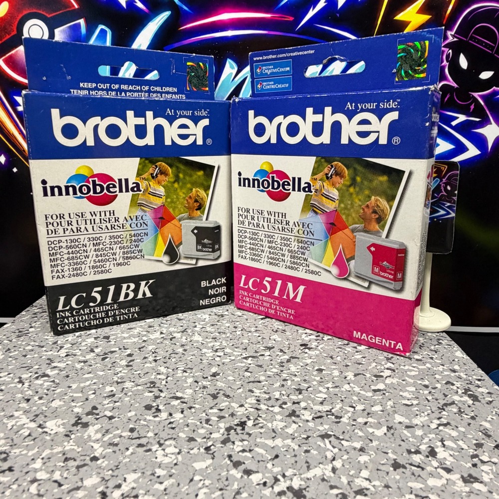 Brother Innobella LC51BK LC51M Ink Cartridges Black Magenta Lot of 2 Sealed New